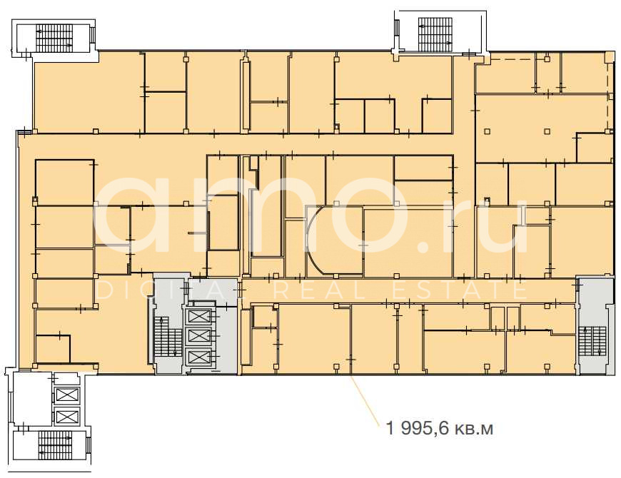 Планировка офиса 1995.6 м², 3 этаж, Бизнес-центр «Квадрат»