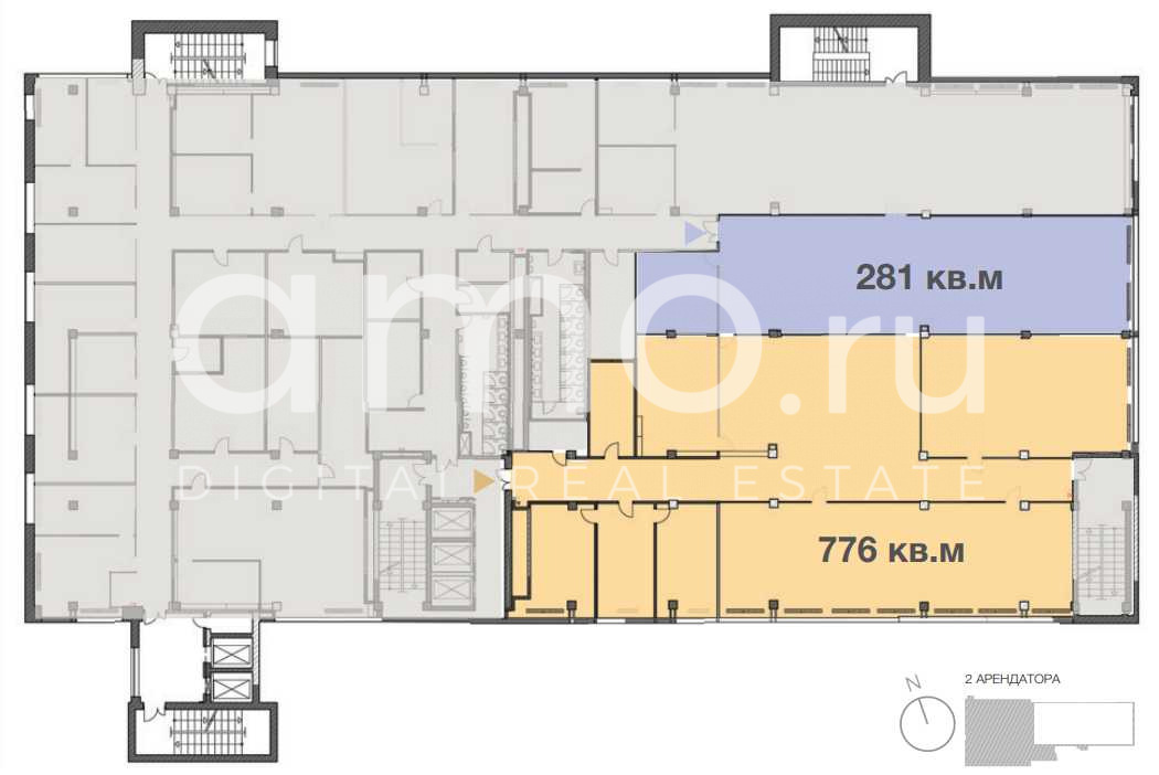 Планировка офиса 776 м², 4 этаж, Бизнес-центр «Квадрат»